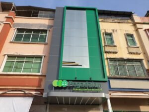 Fasad kantor Pegadaian Cabang Syariah Sei Panas Batam setelah renovasi oleh CV Dhia Afna Anugerah